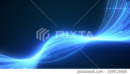 Abstract blue glowing flying waves from lines energy magical background 109513600