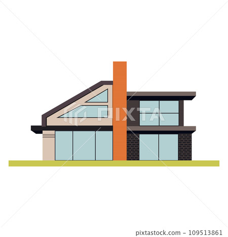 Mansion villa icon. Building exterior of contemporary villa. Private real estate. Mansion villa icon. Building exterior of contemporary villa. Private real estate. 109513861