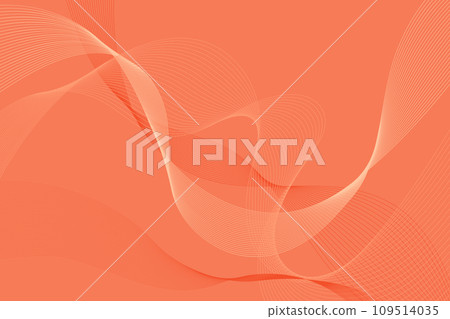 Abstract background of the color of the year 2024 with delicate waves of orange-pink shade Peach Fluff. Apricot Crush background, vector 109514035
