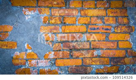 Colored wall of the house, the red brick wall of an abandoned house 109514326