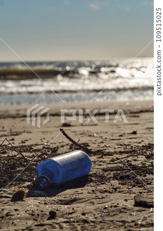 plastic trash on the beach 109515025