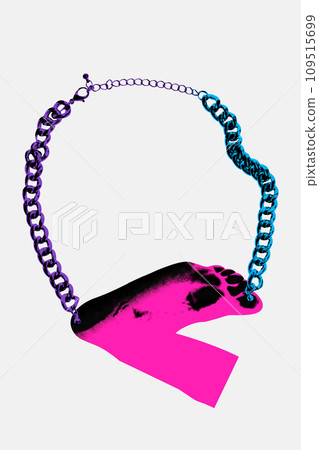 Human foot and char over white background. Abstract art. Contemporary art collage. Human foot and char over white background. Abstract art. Contemporary art collage. 109515699