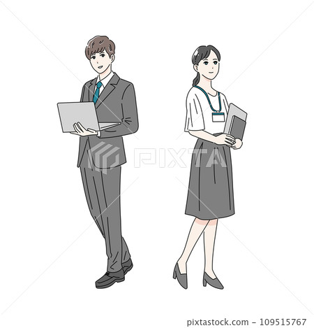 男女商務人士時尚插畫全身 男女商務人士時尚插畫全身 109515767