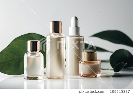 AI-generated content. Skin care cosmetic products on neutral background.  109515887