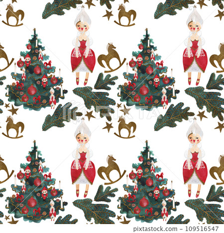 Retro wrapping paper for Christmas gifts. Seamless pattern Stock