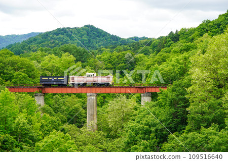 Static preservation vehicle of the former Mitsui Ashibetsu Railway Sumyamagawa Bridge 109516640
