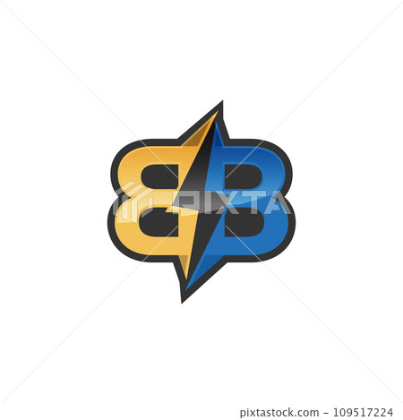 B Letter Logo Design With Lighting Thunder Bolt 109517224