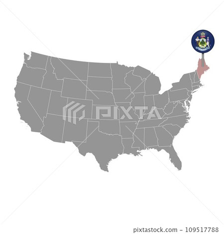 Map pointer with flag of Maine. Vector illustration. 109517788