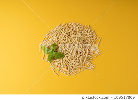 Raw Trofie Pasta, Dry Italian Macaroni, Traditional Genoa Food, Raw Noodle, Modern Ligurian Cuisine 109517809