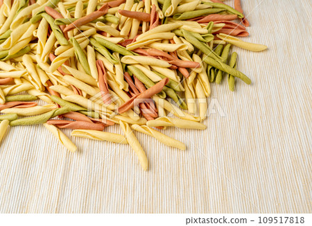 Raw Trofie Pasta, Dry Italian Macaroni, Traditional Genoa Food, Raw Noodle, Modern Ligurian Cuisine 109517818