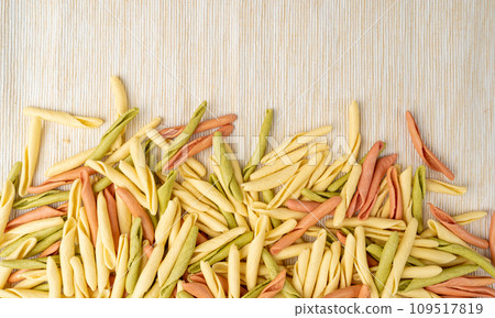 Raw Trofie Pasta, Dry Italian Macaroni, Traditional Genoa Food, Raw Noodle, Modern Ligurian Cuisine Raw Trofie Pasta, Dry Italian Macaroni, Traditional Genoa Food, Raw Noodle, Modern Ligurian Cuisine 109517819
