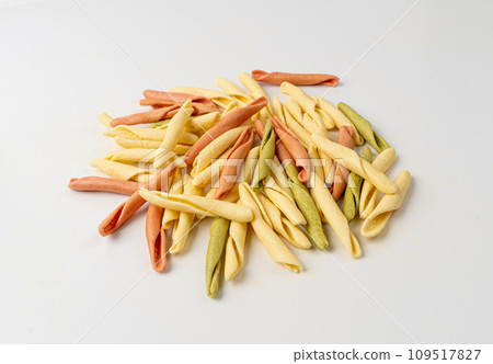 Raw Trofie Pasta, Dry Italian Macaroni, Traditional Genoa Food, Raw Noodle, Modern Ligurian Cuisine Raw Trofie Pasta, Dry Italian Macaroni, Traditional Genoa Food, Raw Noodle, Modern Ligurian Cuisine 109517827