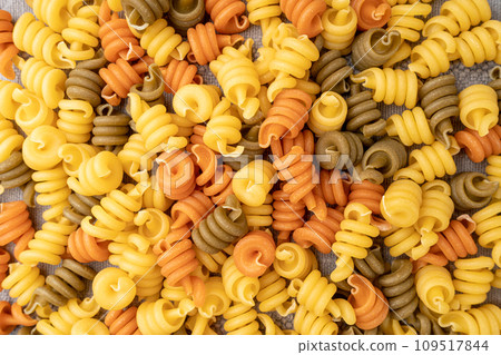 Raw Trottole Pasta, Dry Vesuvio Macaroni, Italian funghetto, Raw Noodle Raw Trottole Pasta, Dry Vesuvio Macaroni, Italian funghetto, Raw Noodle 109517844