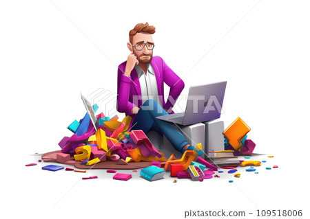 AI-generated content. It manager during the work 3d colorful illustration - Generative AI. AI-generated content. It manager during the work 3d colorful illustration - Generative AI. 109518006