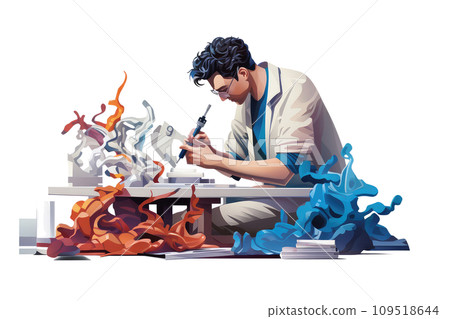 AI-generated content. Biomedical engineer during the work 3d colorful illustration - Generative AI. 109518644