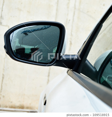 Modern white car side view mirror and doors 109518915