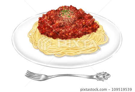 Pasta (Bolognese) painted in watercolor Pasta (Bolognese) painted in watercolor 109519539