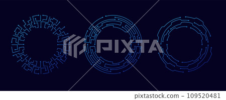 Tech circle frame background. Hud digital game round frame. Virtual reality aim 109520481