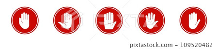 Stop hand road sign circle vector. 109520482