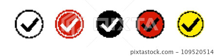 8 bit check mark in circle icon 8 bit check mark in circle icon 109520514