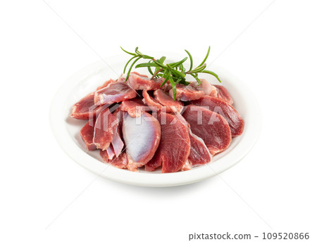 Poultry Offal Isolated, Raw Chicken Stomach, Poultry Giblets, Fresh Turkey Stomach, Chicken Gizzard 109520866