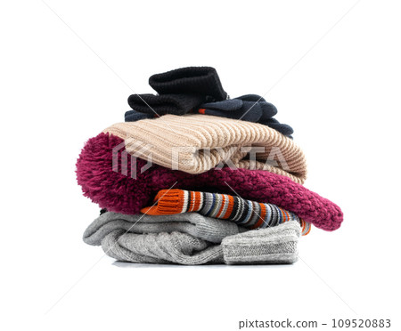 Winter Hat Isolated, Knitted Cap, Beige Winter Hat on White Background 109520883