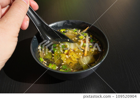 Fish Broth with Greens, Sesame Seeds and Herbs Fish Broth with Greens, Sesame Seeds and Herbs 109520904