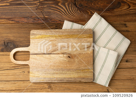 Empty Cutting Board Texture Background, Wooden Chopping Board Mockup with Copy Space for Text Empty Cutting Board Texture Background, Wooden Chopping Board Mockup with Copy Space for Text 109520926
