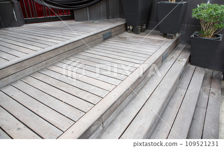 the closeup of wooden stairs outdoor 109521231