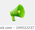 Megaphone 3d render. Loudspeaker  Green. Marketing time concept. Online news. Social media promotion. 109522237