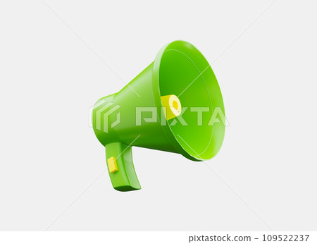 Megaphone 3d render. Loudspeaker Green. Marketing time concept. Online news. Social media promotion. Megaphone 3d render. Loudspeaker Green. Marketing time concept. Online news. Social media promotion. 109522237