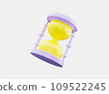 Hourglass, sand clock, time icon 3d render. Running time concept. 109522245