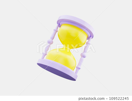 Hourglass, sand clock, time icon 3d render. Running time concept. Hourglass, sand clock, time icon 3d render. Running time concept. 109522245