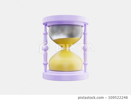Hourglass transparent, sand clock, time icon 3d render. Running time concept. Hourglass transparent, sand clock, time icon 3d render. Running time concept. 109522246