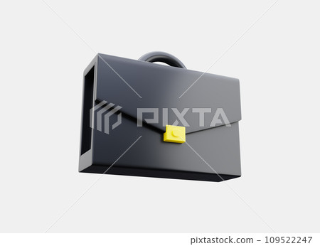 Black businessman briefcase 3d render. Office work. Business. Finance. Portfolio. 109522247