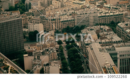 View from above to roofs and Parisian streets in the city centre of Paris, France View from above to roofs and Parisian streets in the city centre of Paris, France 109522268