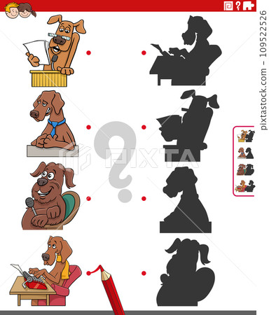 educational shadow game with comic dog characters 109522526