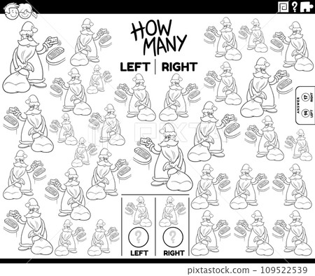 counting left and right pictures of cartoon Santa coloring page counting left and right pictures of cartoon Santa coloring page 109522539