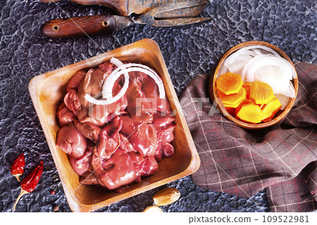 raw liver on stone background raw liver on stone background 109522981