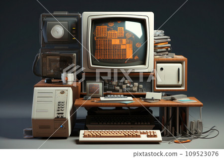 Personal Computer Picture Sample Vintage personal computer on desktop.... - Stock Illustration ...