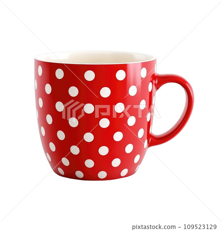 Red polka dot cup isolated. Generative AI 109523129