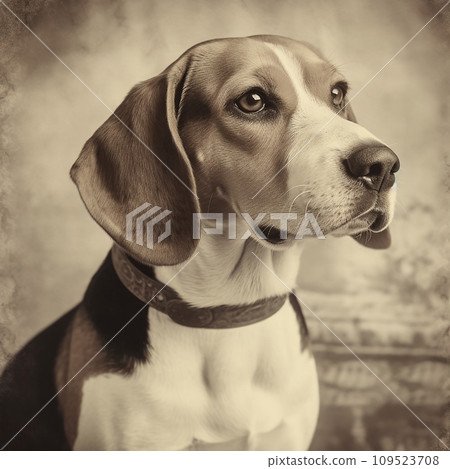 Beagle dog, engraving style, close-up portrait, black and white drawing, cute dog, hunting breed, favorite pet Beagle dog, engraving style, close-up portrait, black and white drawing, cute dog, hunting breed, favorite pet 109523708