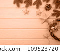 Christmas card with copy space in peach color 109523720