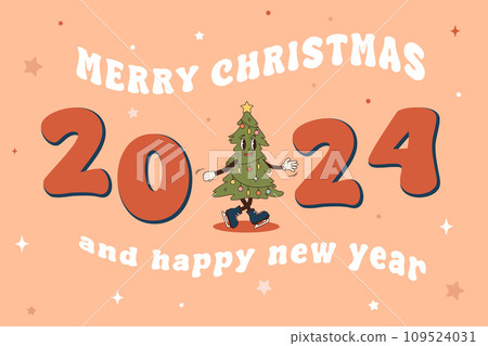 Merry Christmas and New Year 2024 greeting card 109524031