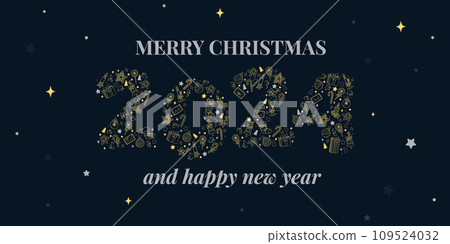 Merry Christmas and Happy 2024 New Year card Merry Christmas and Happy 2024 New Year card 109524032