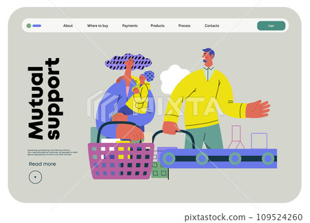 Mutual Support: Skip ahead in line -modern flat vector concept illustration of man letting woman with child go ahead in shop checkout line A metaphor of voluntary, collaborative exchanges of services Mutual Support: Skip ahead in line -modern flat vector concept illustration of man letting woman with child go ahead in shop checkout line A metaphor of voluntary, collaborative exchanges of services 109524260