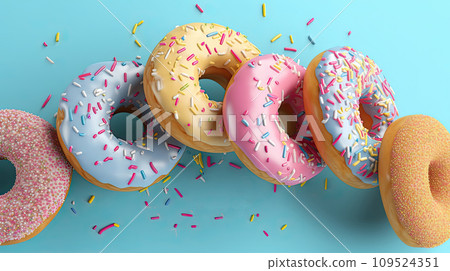 AI-generated content. donuts on wooden table 109524351