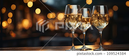 AI-generated content. glasses with champagne, new years party 109524384