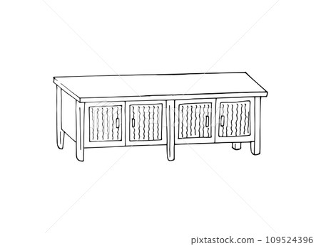 Hand-drawn shabby chic Furniture. Vintage Dresser  Outline Sketch in Hand-Drawn Style. 109524396