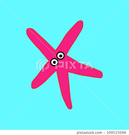 The red seastar on the light blue background The red seastar on the light blue background 109525099